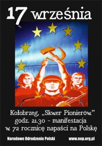 Manifestacja patriotyczna w rocznicę napaści ZSRS na Polskę w Kołobrzegu