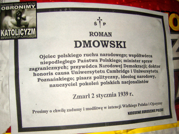 Wodzisław Śląski: Akcja plakatowa w rocznicę śmierci Romana Dmowskiego
