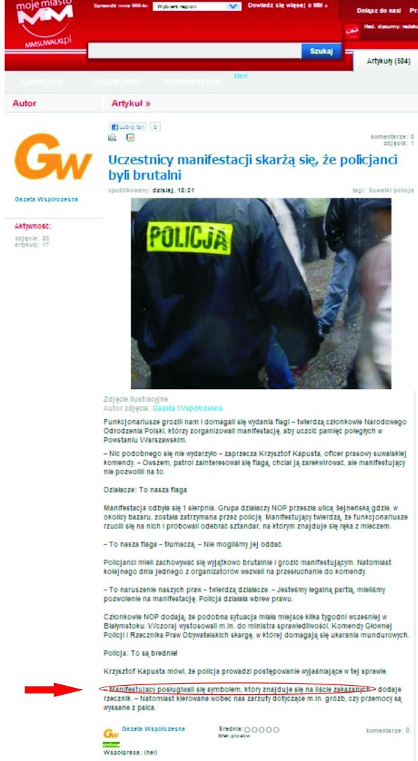 Suwalska policja przyznaje się do nielegalnych działań przeciwko NOP